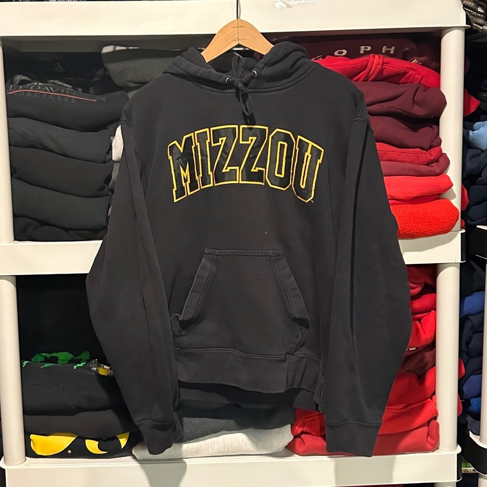 Vintage‎ Y2K University of Missouri Mizzou Embroidered Black Mens Small Hoodie